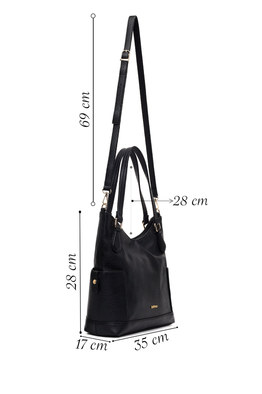 Woman Black Long-Strap Shoulder Bag