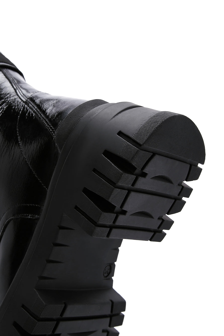 Women's Black Patent Leather Thick Soled Boots