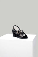 Women's Black Faux Leather Sandals | Derimod