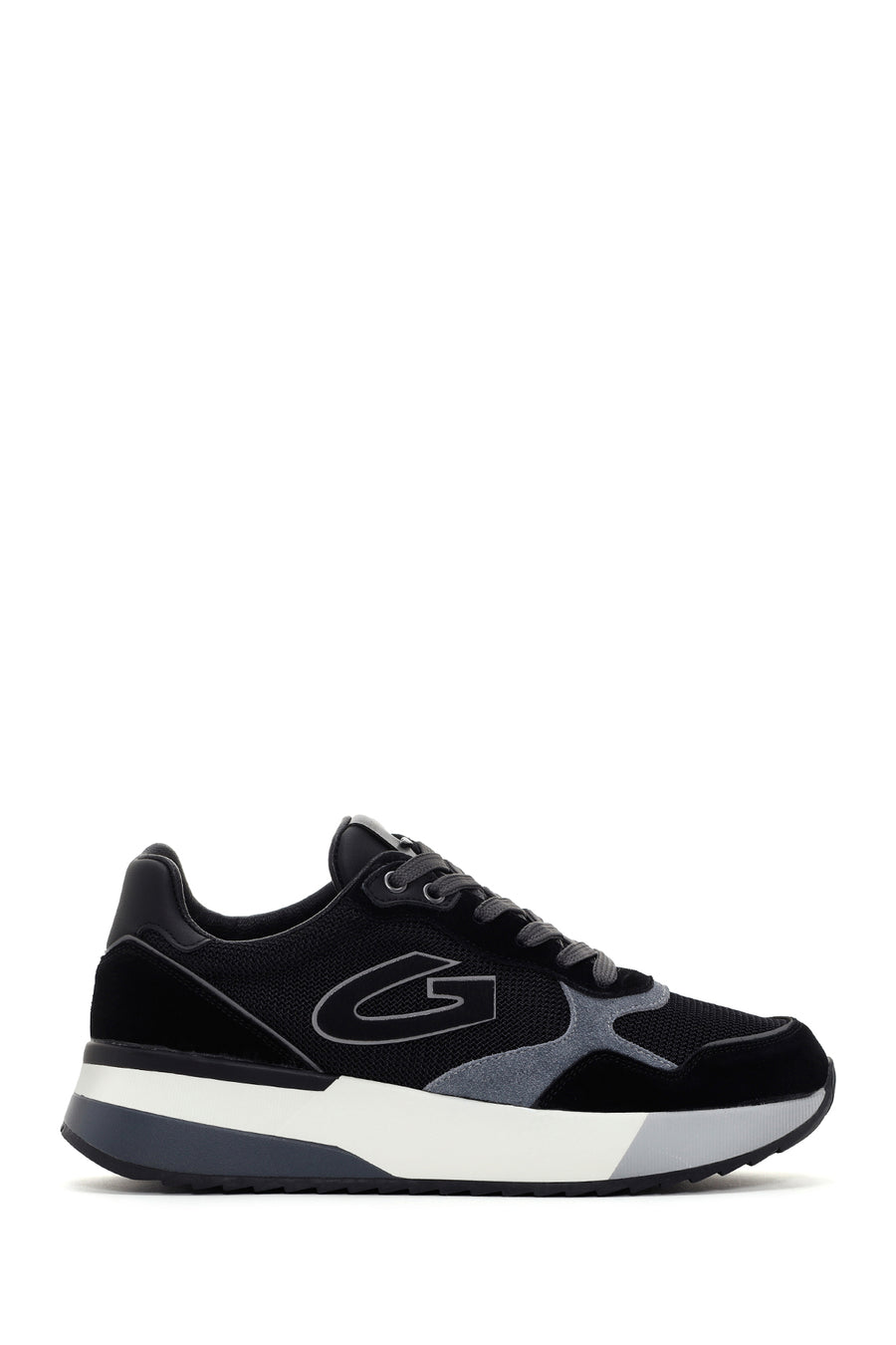 Alberto Guardiani Men's Black Gray Winner Thick Soled Leather Sneaker G03M100015 | Derimod