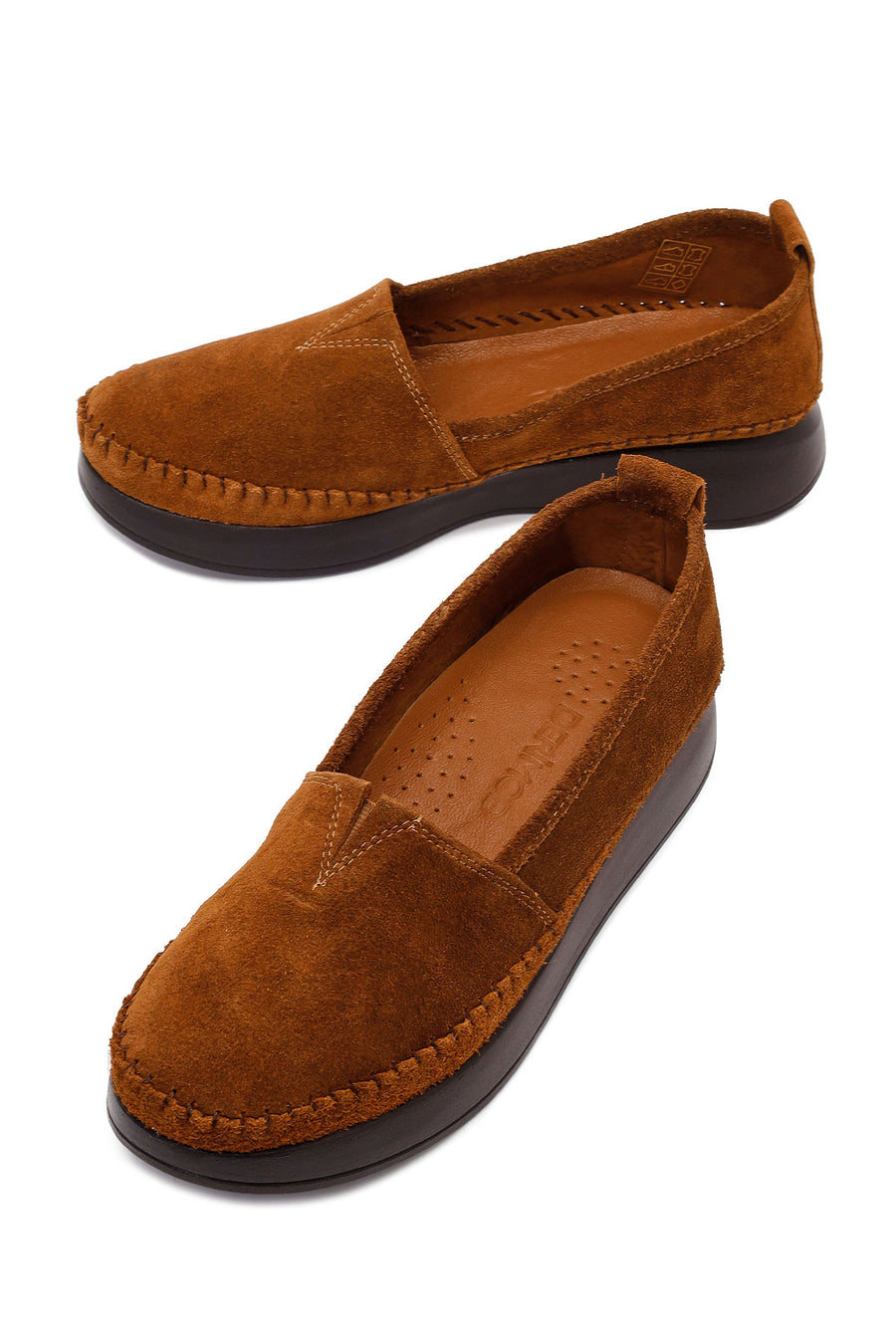 Kadın Taba Kalın Tabanlı Süet Deri Konfor Loafer