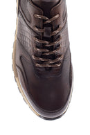 Men's Brown Leather Printed Sneaker | Derimod