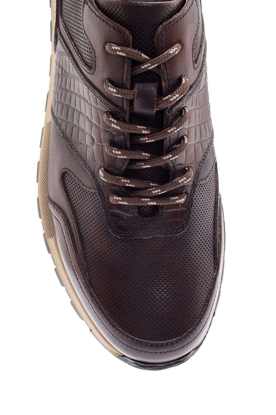 Men's Brown Leather Printed Sneaker