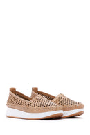 Women's Beige Leather Comfort Loafer | Derimod