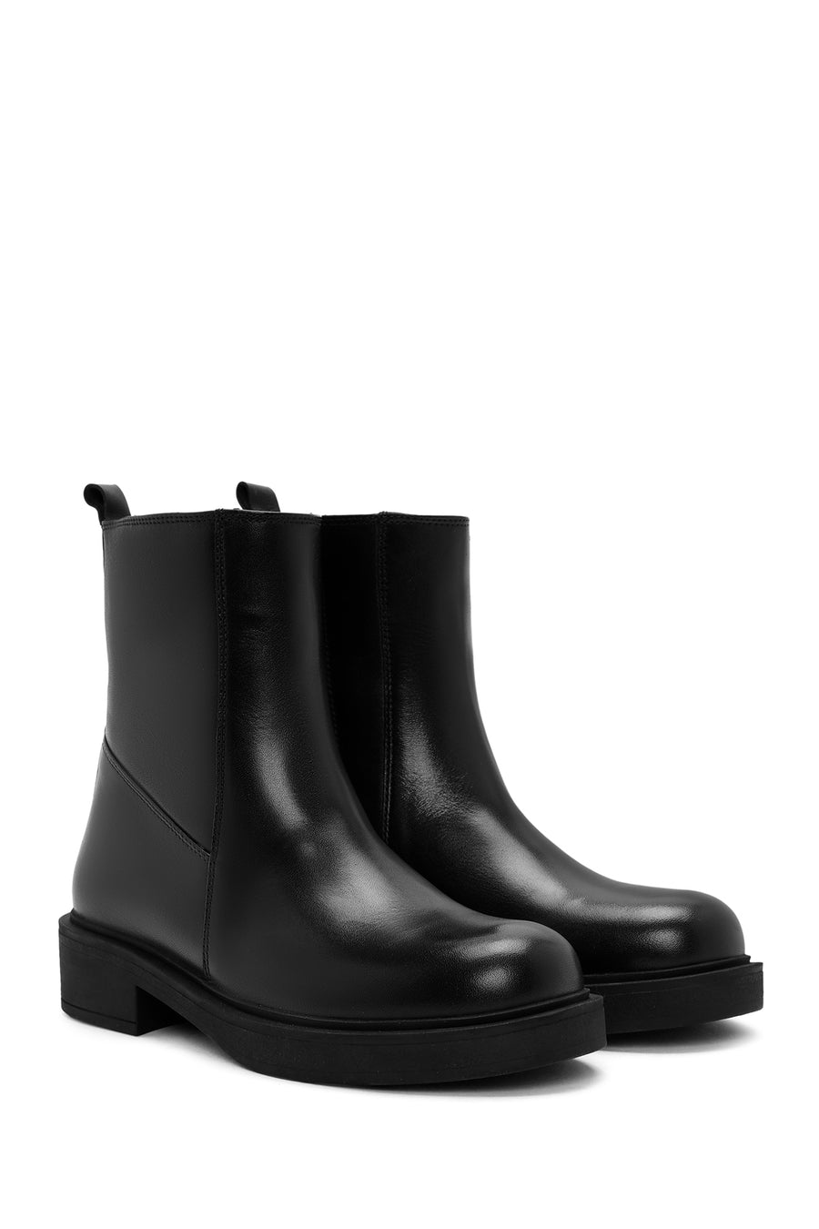 Women's Black Zippered Leather Boots