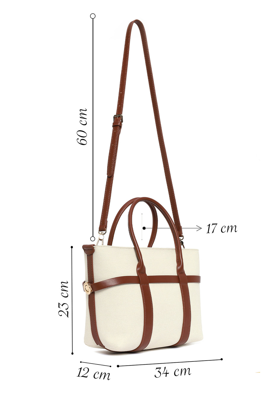Woman Beige Long-Strap Shoulder Bag