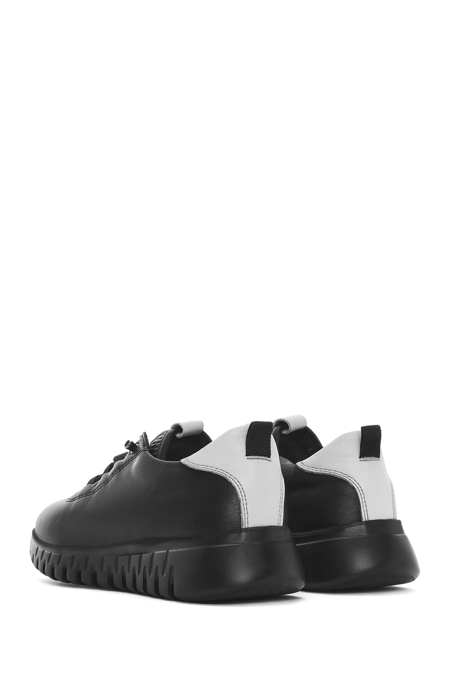 Women's Black Lace-Up Leather Sneaker