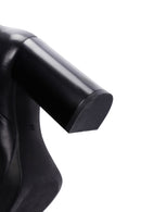 Women's Black Thick Heeled Zippered Leather Boots | Derimod