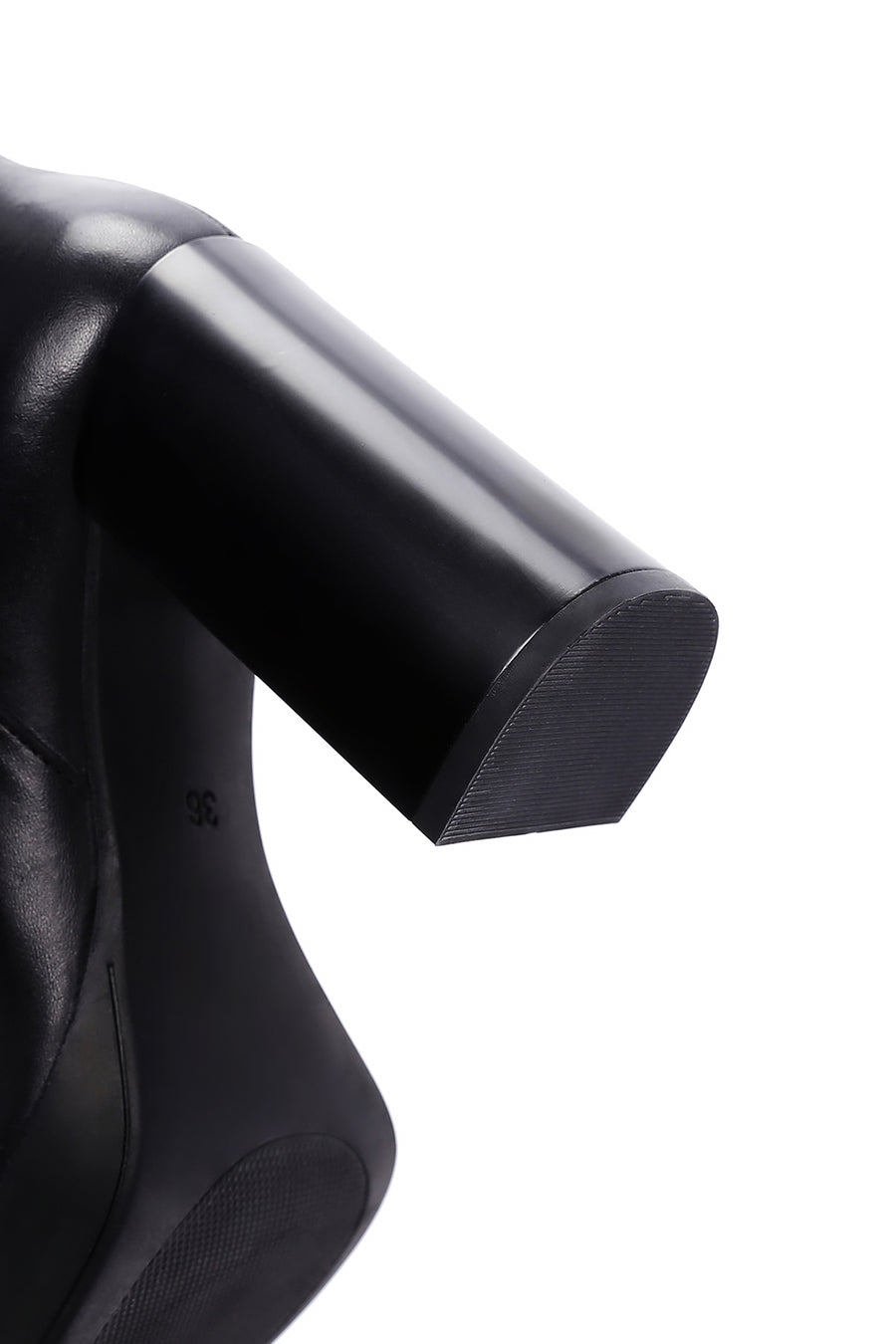 Women's Black Thick Heeled Zippered Leather Boots