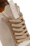 Derimod Zero Men's Beige Lace-Up Thick Soled Fabric Sneaker | Derimod