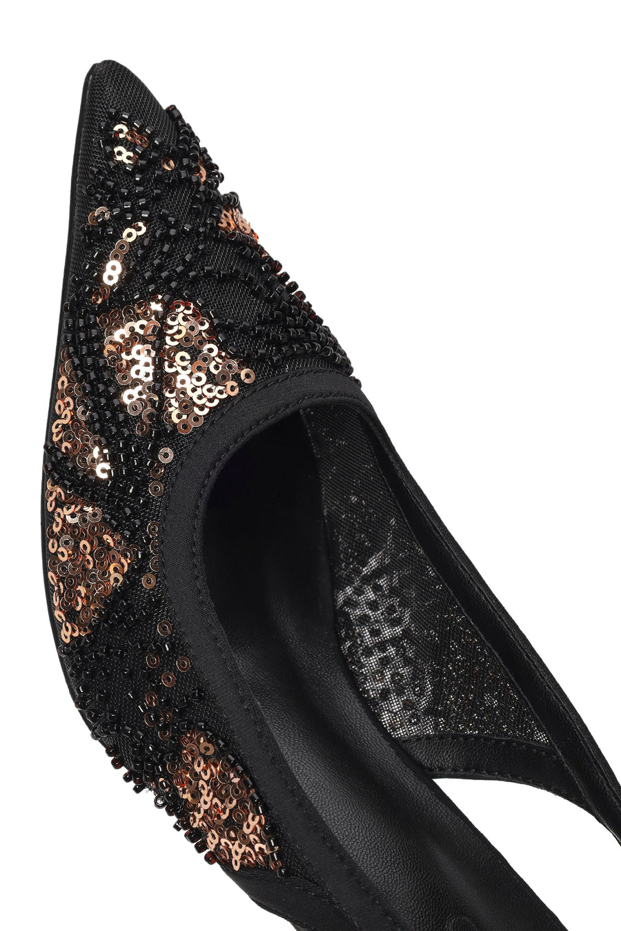 Woman Black Backless Sequin-Patterned Stiletto-Heel Shoes