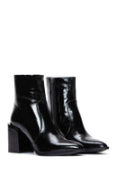 Women's Black Patent Leather Heeled Boots | Derimod