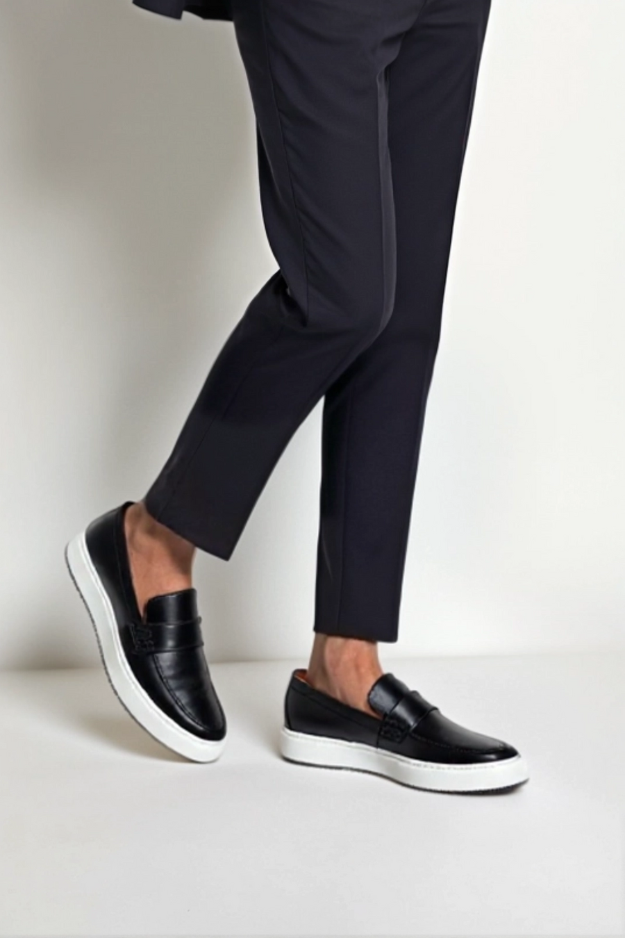 Men's Black Chunky Leather Loafers