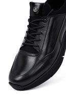 Men's Black Lace-Up Leather Casual Sneakers | Derimod