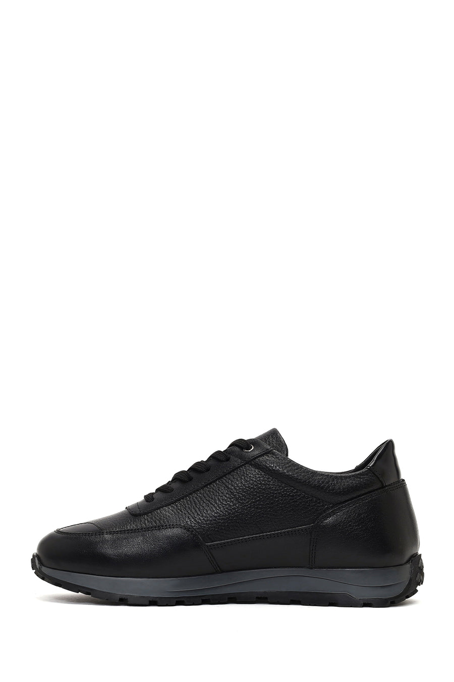 Men's Black Lace-Up Leather Casual Sneaker