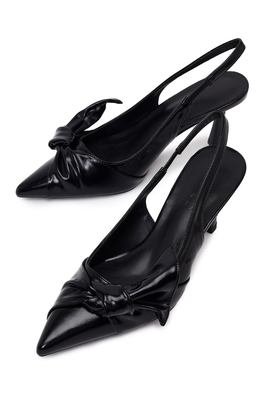 Women's Black Open Back Thin Heeled Shoes