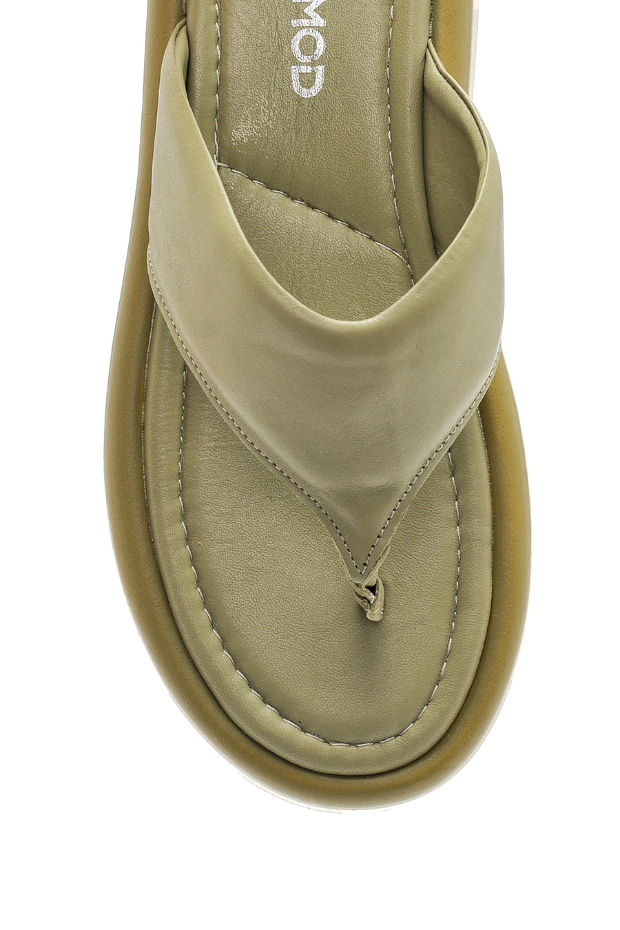 Women's Green Leather Flip Flops Comfort Slippers