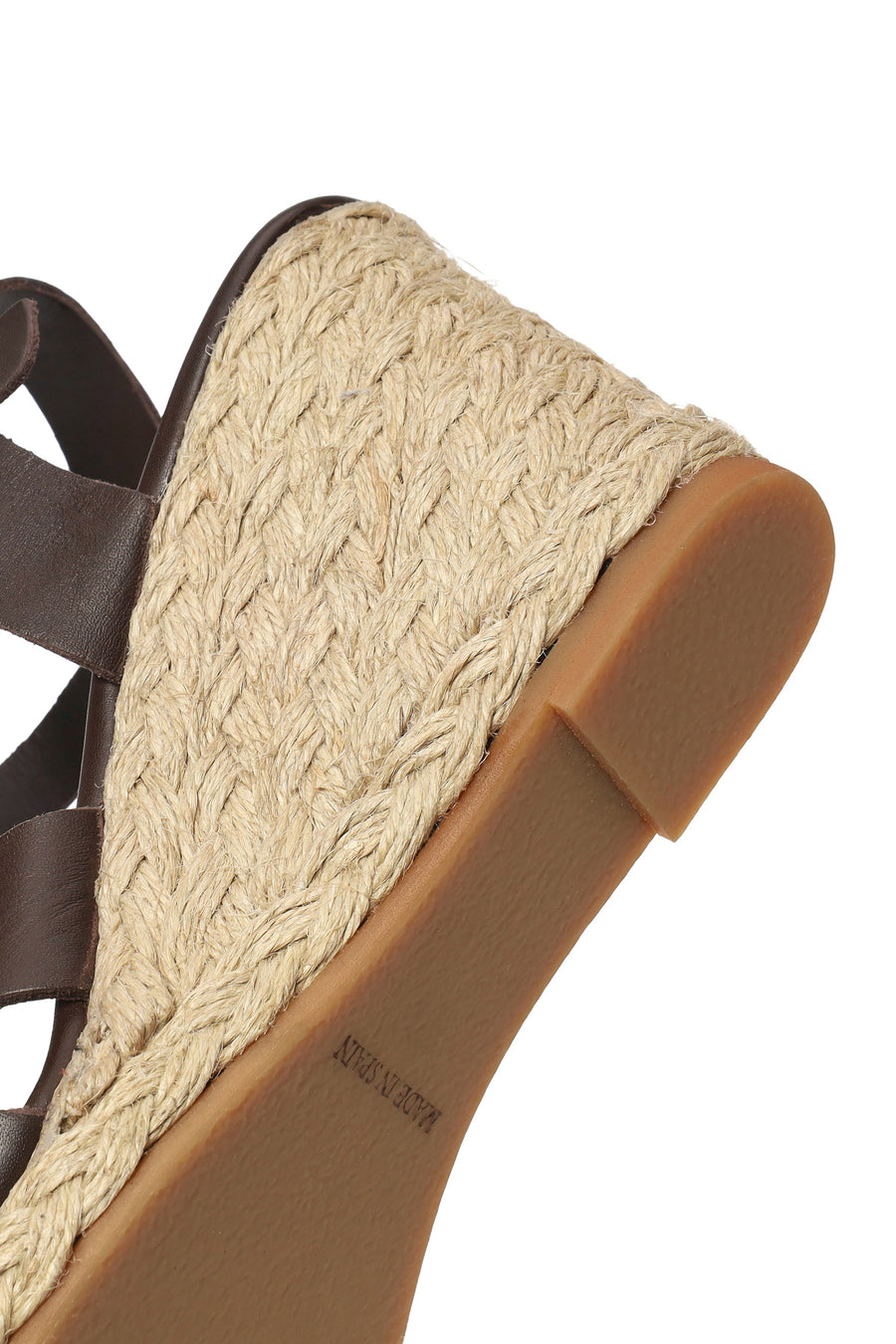 Woman Brown Ankle-Strap Buckled Wedge-Heel Leather Espadrilles Sandal