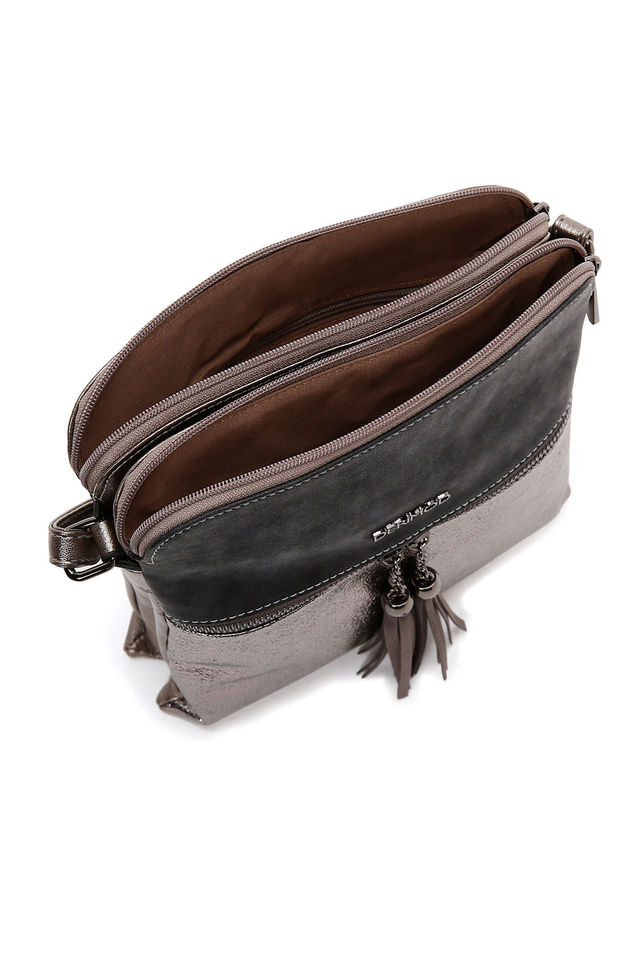 Women's Gray Long Strap Crossbody Bag