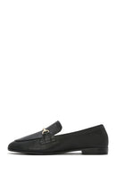 Women's Black Leather Masculine Loafer | Derimod