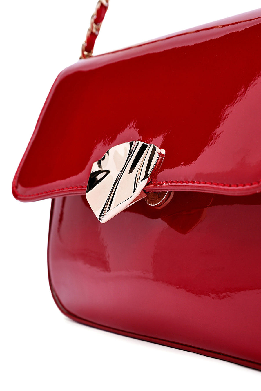 Women's Red Long Strap Patent Leather Crossbody Bag