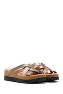 Women's Bronze Thick Soled Comfort Slippers | Derimod