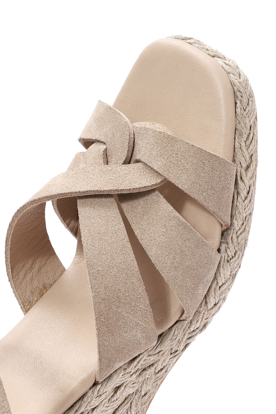 Women's Cream Ankle Buckle Platform Suede Leather Espadrille