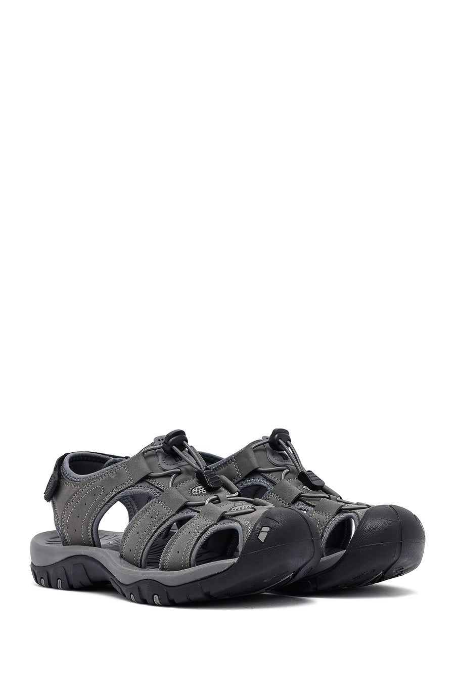 Male Grey Leather Outdoor Sandals
