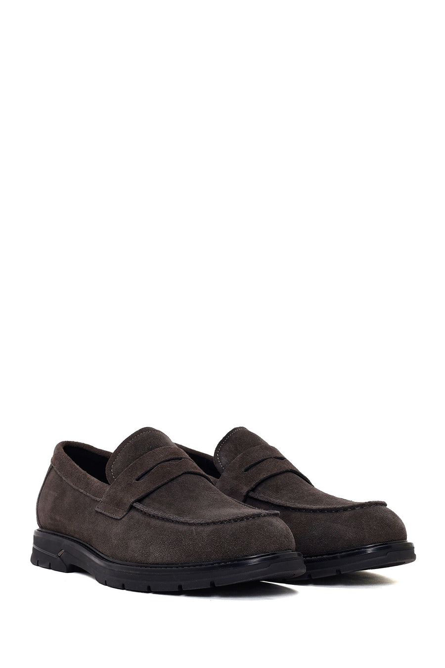 Erkek Gri Süet Deri Casual Loafer