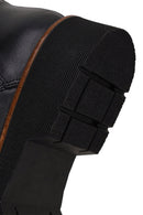 Woman Black Zip Closure Thick-Soled Leather Combat Boots | Derimod
