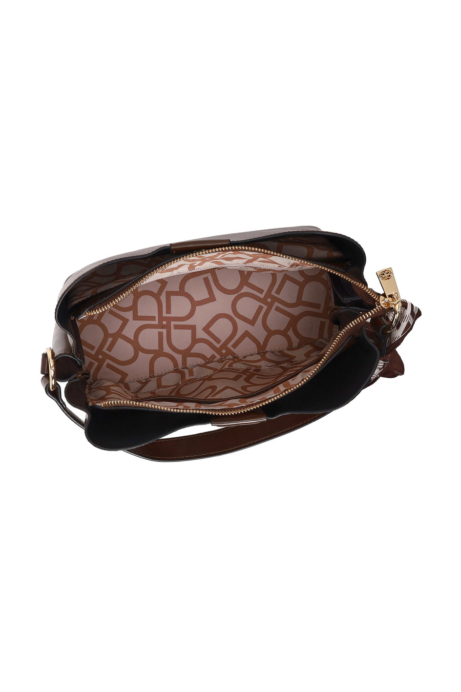Woman Brown Long-Strap Printed Shoulder Bag