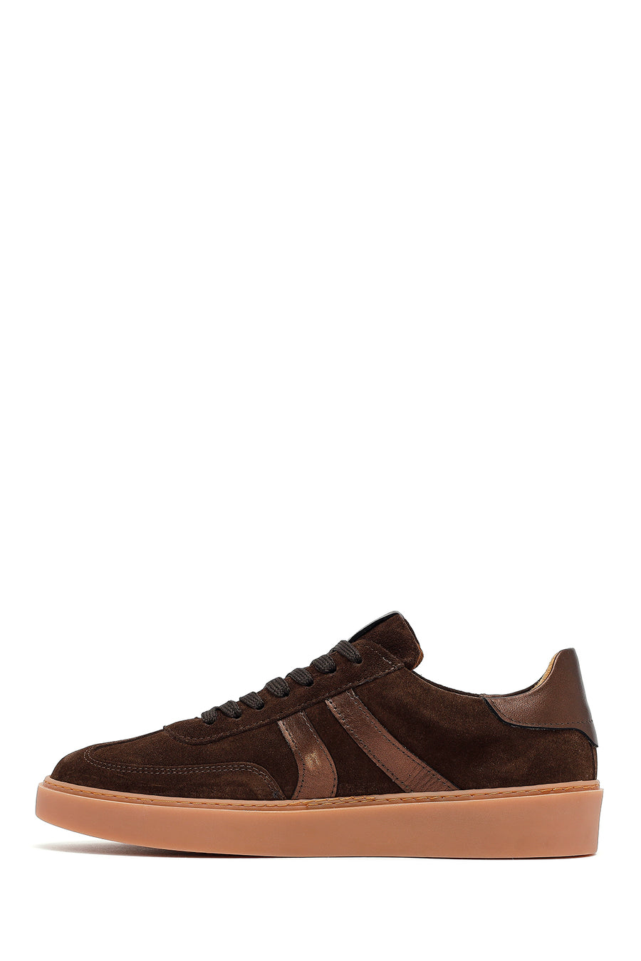Woman Brown Lace-Up Suede Leather Sneaker