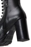 Women's Black Leather Platform High Heel Boots | Derimod