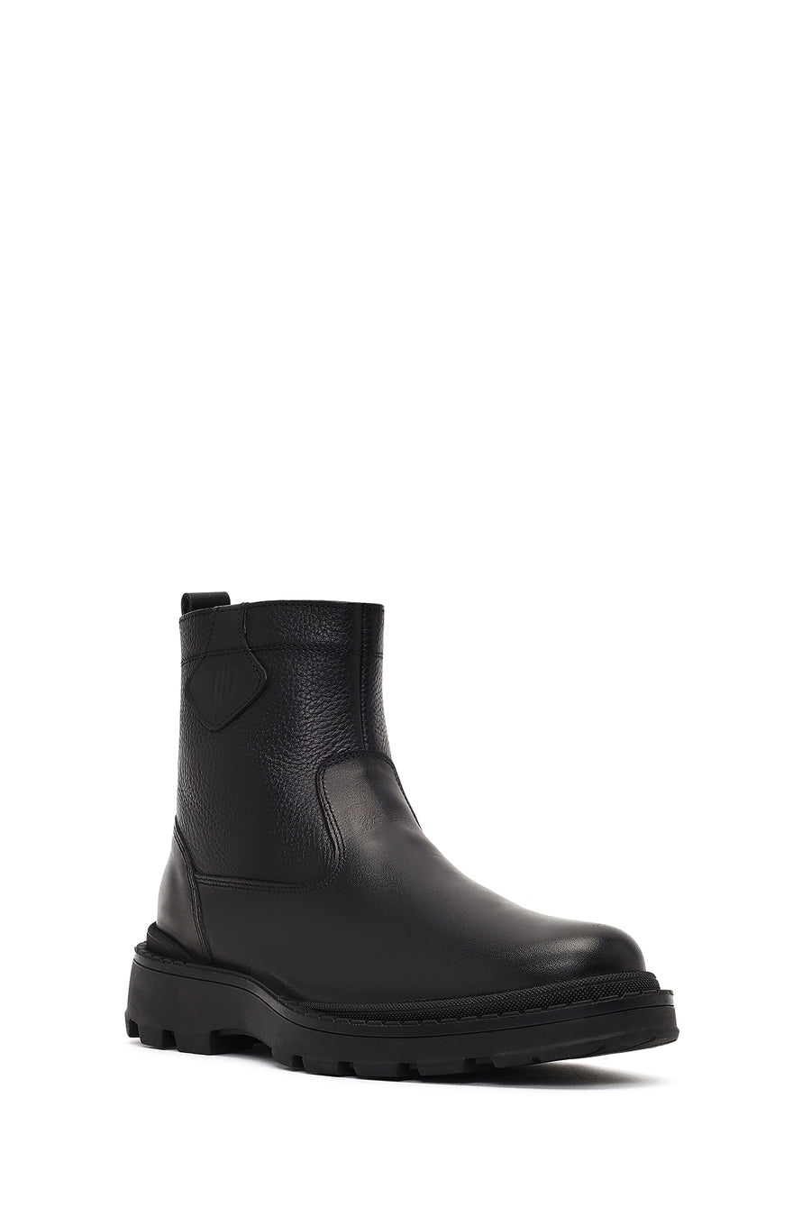 Men's Black Zippered Leather Casual Boot