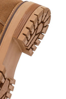 Woman Tan Zippered Suede Leather Boat | Derimod
