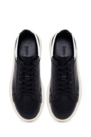 Erkek Siyah Bağcıklı Deri Sneaker | Derimod