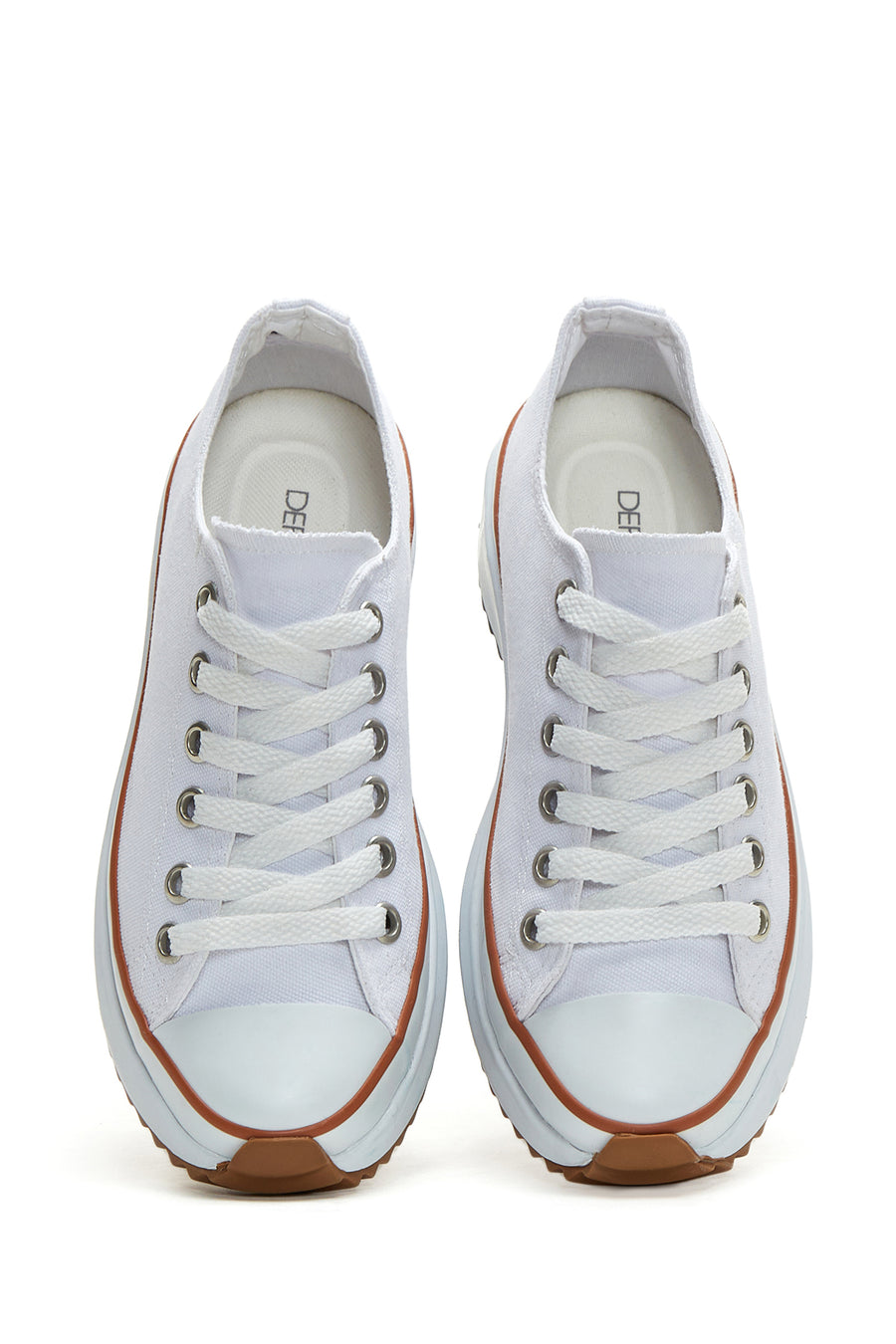 Kadın Beyaz Kalın Tabanlı Kumaş Sneaker