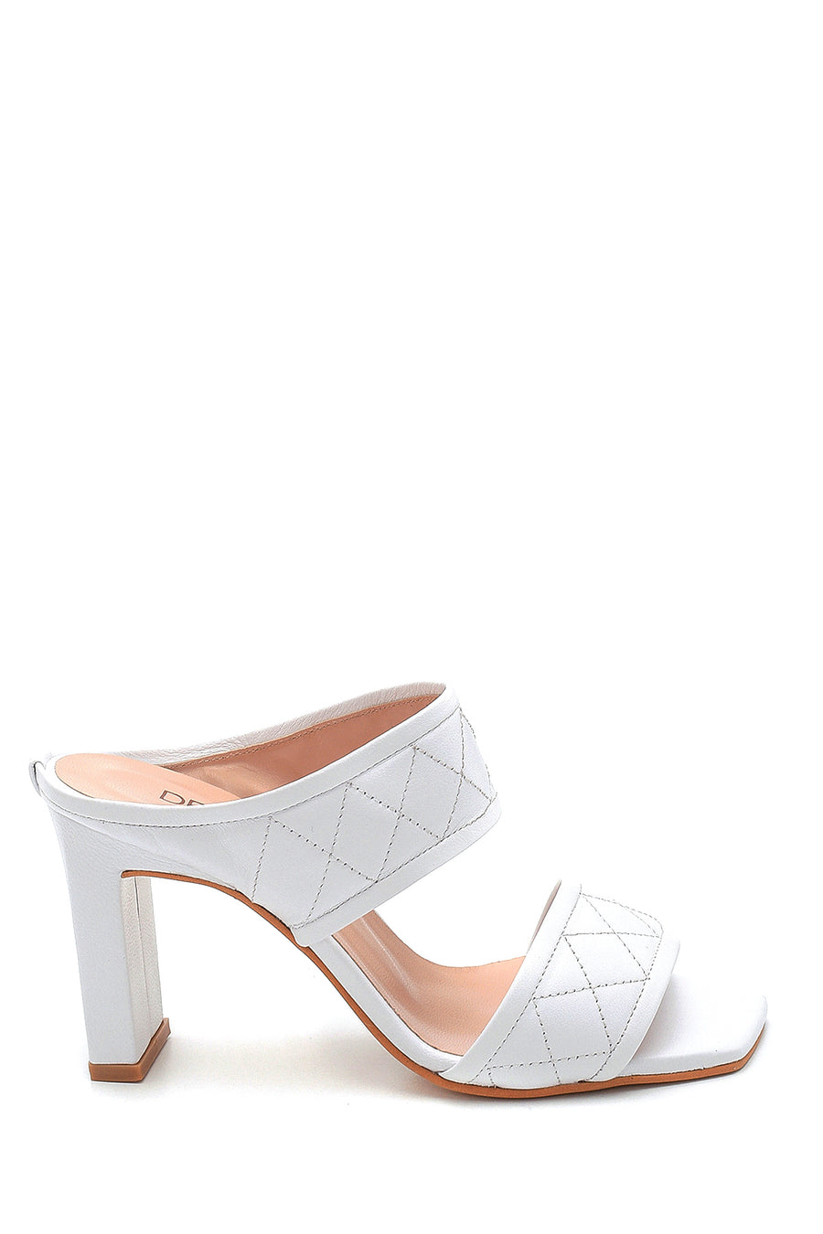 Women's Leather Capione Detailed Heeled Slippers 21SFD1308KP | Derimod