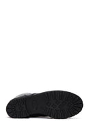 Women's Black Leather Zippered Boots | Derimod
