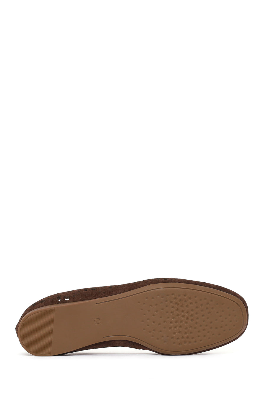 Women's Brown Patterned Suede Leather Ballet Flats