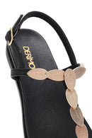 Women's Black Buckle Thong Leather Sandals | Derimod