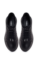Male Black Lace-up Leather Sneaker | Derimod