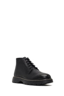 Men's Black Lace-Up Zipper Leather Casual Boot | Derimod