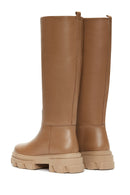Women's Brown Leather Thick Soled Boots | Derimod