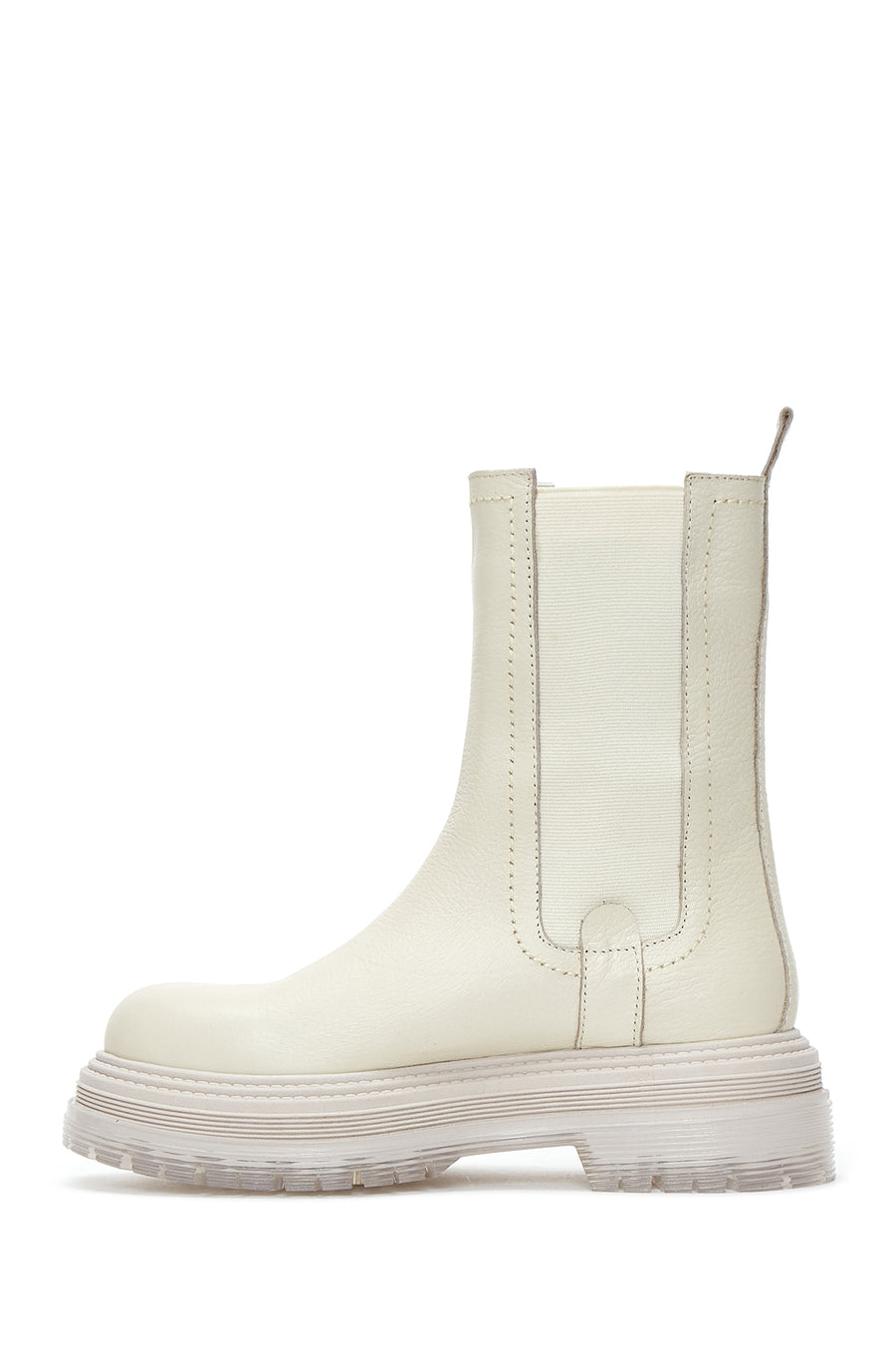 Women's Cream Leather Chelsea Boots