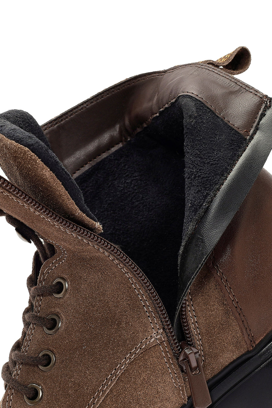 Men's Mink Zipper Lace-Up Suede Leather Casual Boots