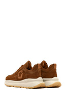 Women's Tan Lace-Up Thick-Soled Suede Leather Sneaker | Derimod