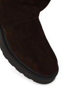 Woman Brown Thick-Soled Suede Boots | Derimod