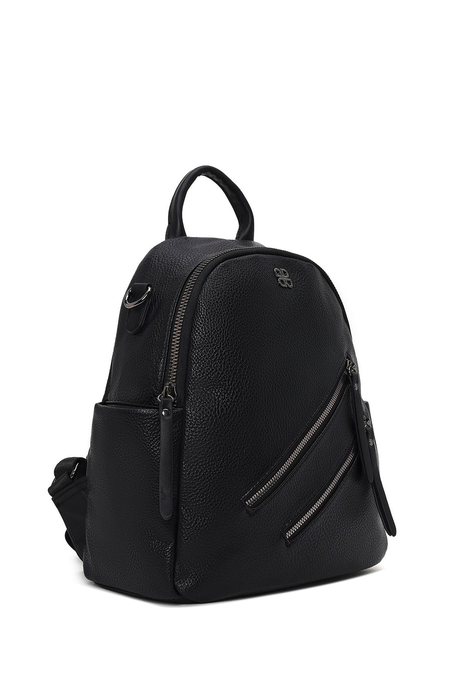 Woman Black Long-Strap Backpack