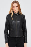 Kristin Women's Black Short Leather Jacket | Derimod